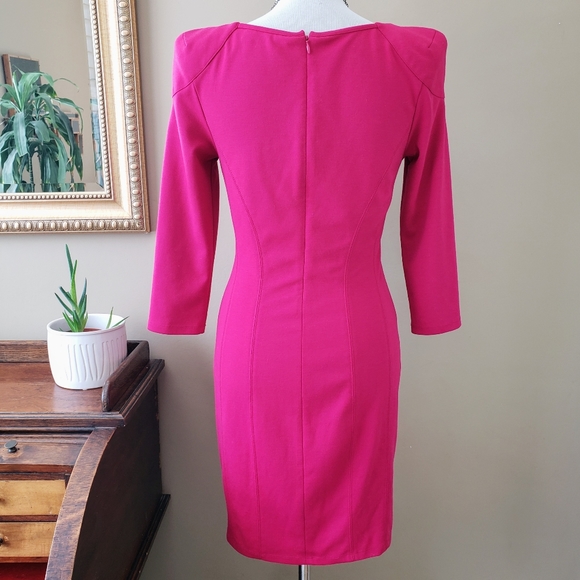 Ted Baker London Saco Pink Magenta V-Neck Sheath Dress 3/4 Sleeve Size 8 - Picture 7 of 14